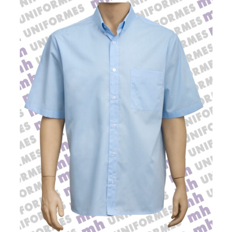 Camisa Social Masculina Manga Curta - Azul 
