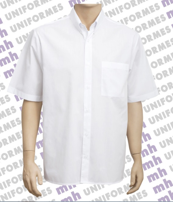 Mh Uniformes Camisa Social Masculina Manga Curta Branca